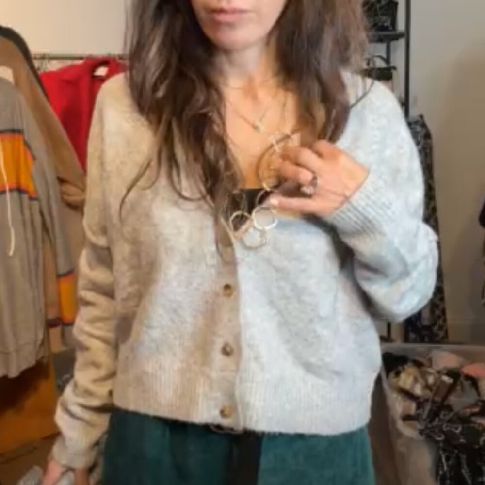 ShopEvelynne Light Gray Button-Down Cardigan